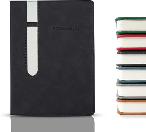 Vista 14 de Cuaderno rayado, 240 páginas, tamaño A5, 5.7 x 8.3 pulgadas, diarios de piel sintética con soporte elástico para bolígrafo, papel grueso de 80 GSM