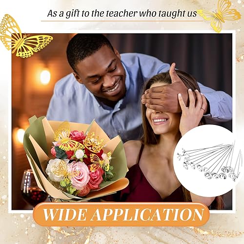 Miniatura 6 de Yeaqee 160 hojas de papel de regalo de flores a granel, impermeable, doble color, papel de embalaje floral con pasadores de cinta, calcomanías de