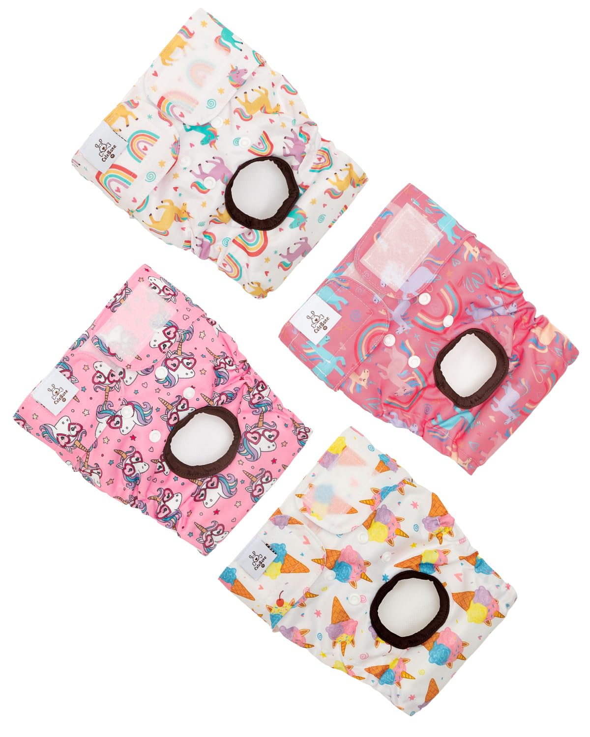 CuteBone Washable Female Dog Diapers 4 Pack Reusable Doggie Heat Diapers for Period FMG09XL