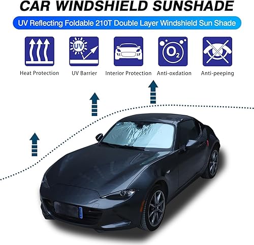 Miniatura 6 de Parasol para parabrisas original compatible con Mazda MX-5 ND 2016 2017 2018 2019 2020 2021 2022 2023 2024 protector reflectante para parabrisas de