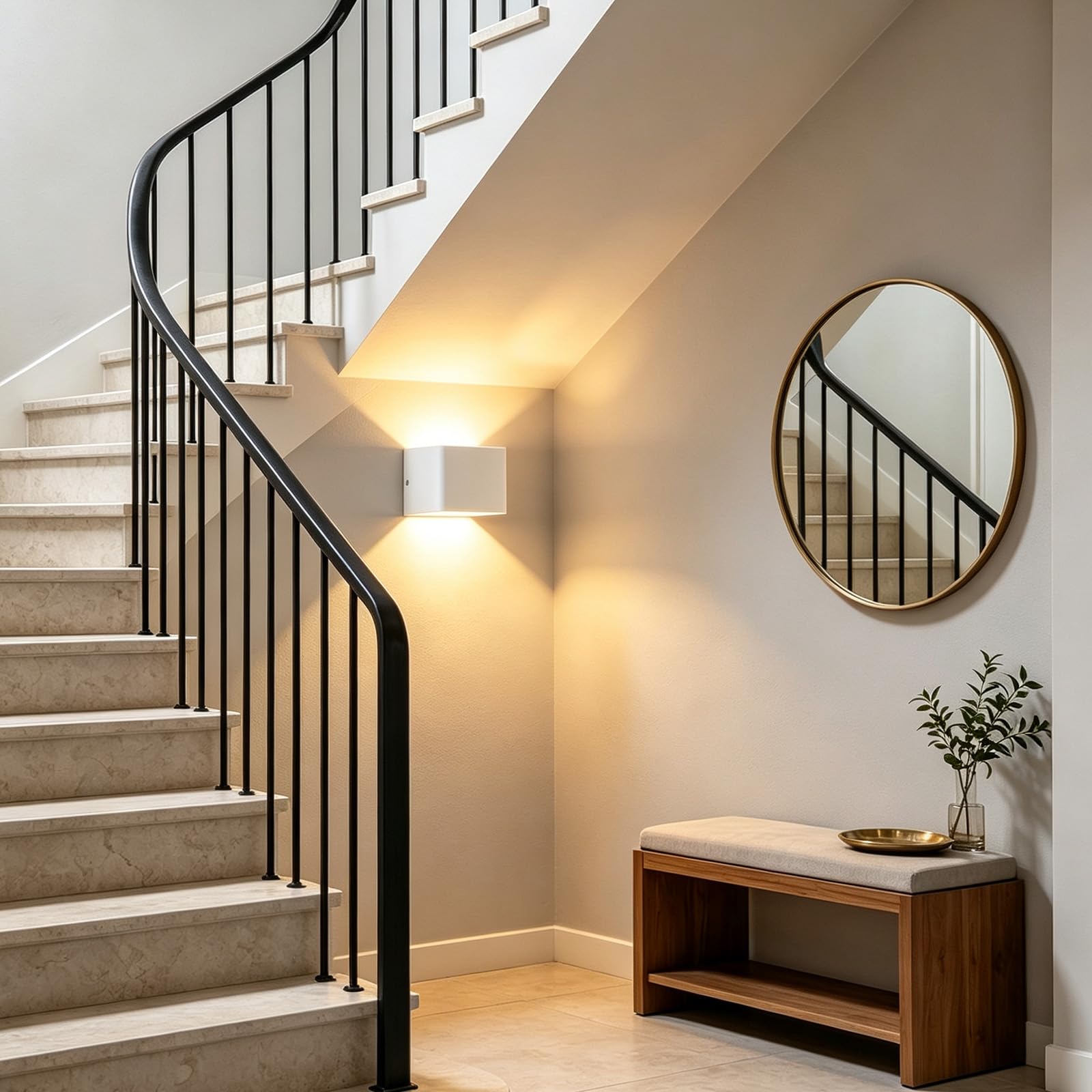 LED Lampada da Parete Interno Ricaricabile Moderna Applique da Parete con Telecomando Dimmerabile 3000K-6500K Iluminazioni per Pareti per Camera da Letto Soggiorno Corridoio Scale (Bianco,2 Pezzi)