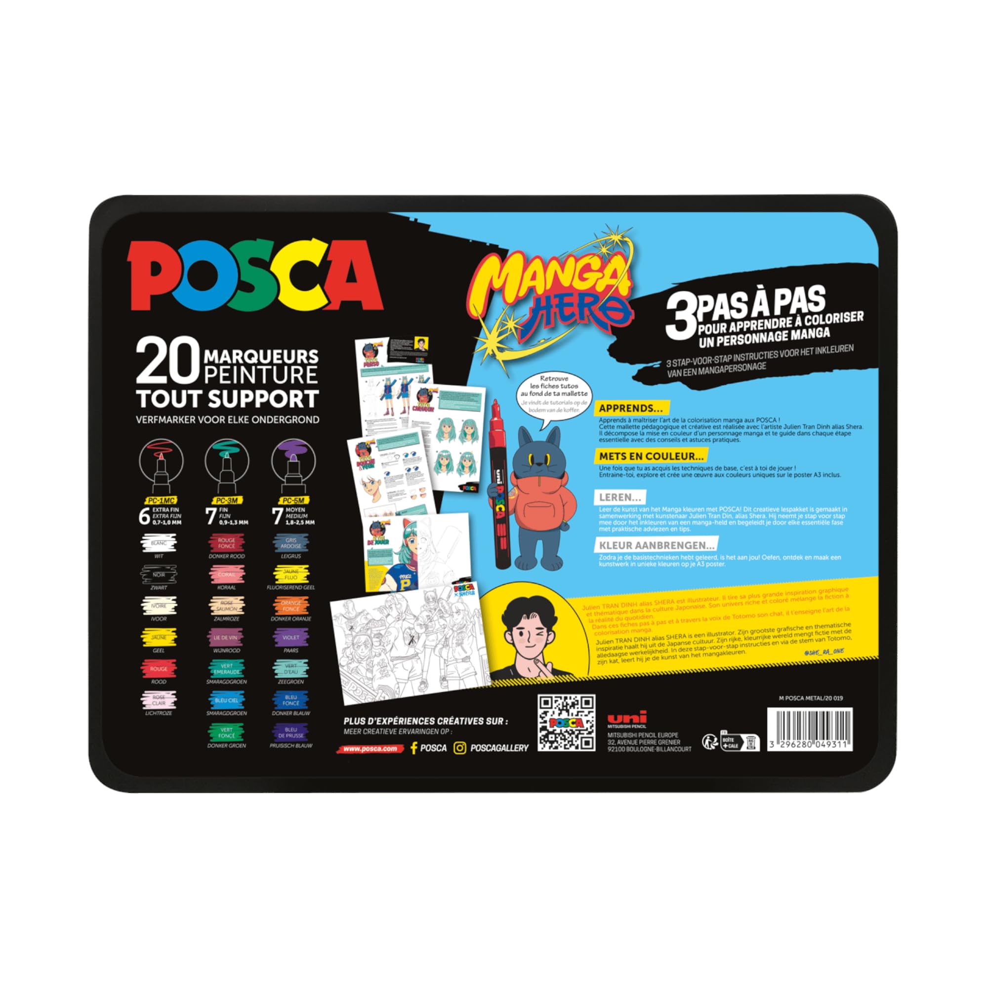 POSCA, Manga Hero Case, Set of 20 Acrylic Multi-Holder Markers, Extra Fine, Fine and Medium Tips - Image 3