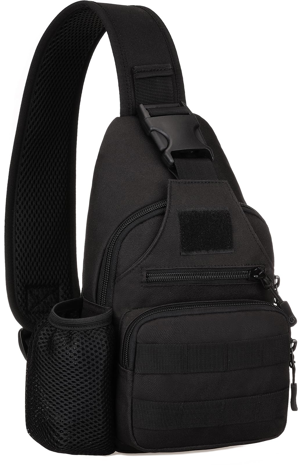 Protector Plus Tactical MOLLE Crossbody Pack with USB Charging Port Chest EDC (Patch Included),Black