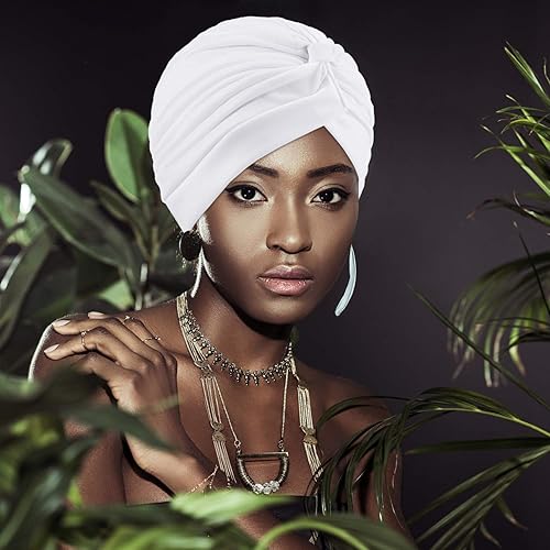 Miniatura 2 de Geyoga 10 piezas de gorra turbante elástica, envoltorio para la cabeza para quimioterapia, gorros para el cáncer, gorro bennie retorcido, turbante