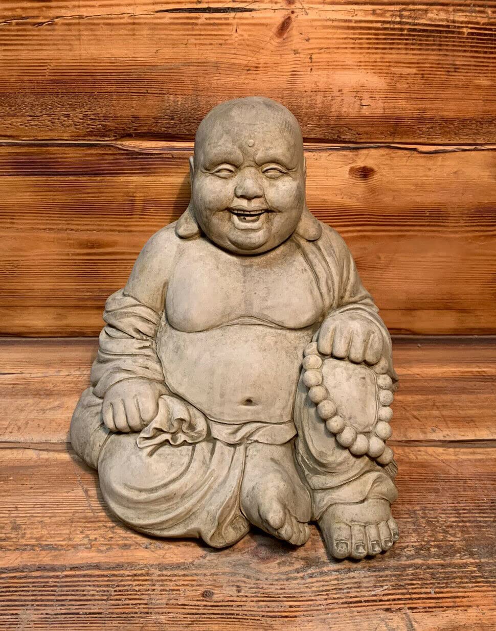 J And L Stone Ornaments Stone Garden Laughing Buddha Sitting Down Lucky Zen Large Statue Ornament