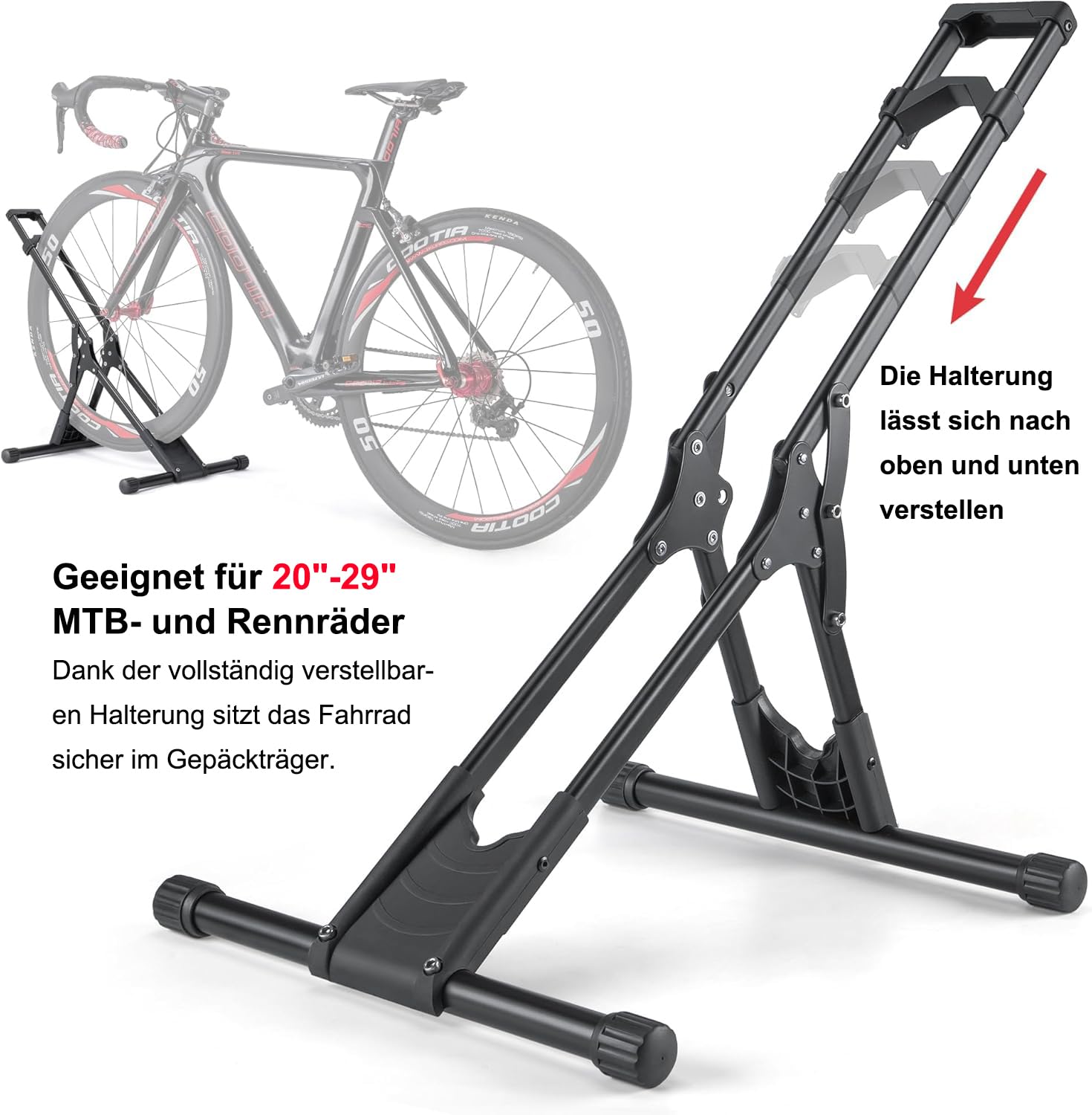 CXWXC Fahrrad Ständer für 20'' - 29'' Zoll und 730C MTB, Rennräder Faltbar Fahrradständer Boden Indoor Garage Lagerung im Freien