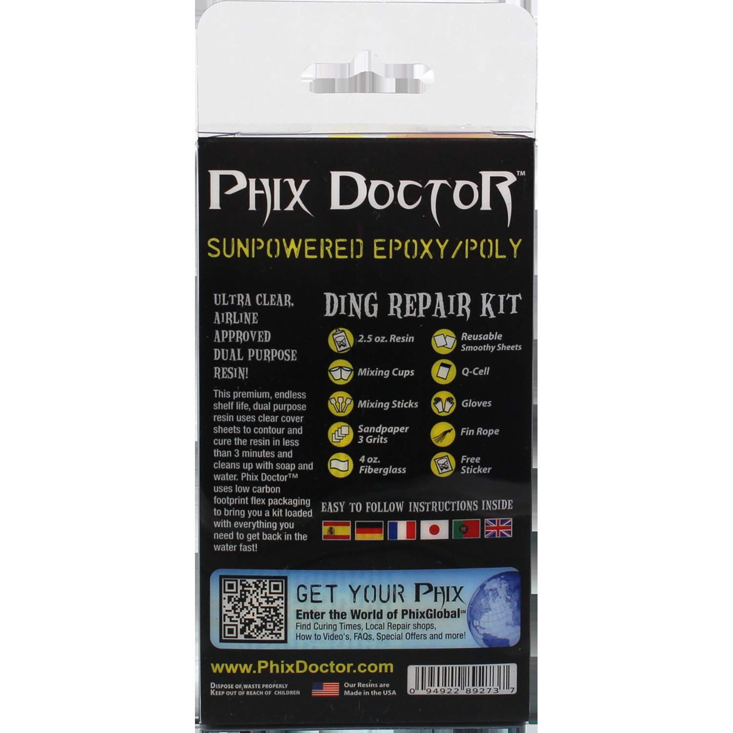 Phix Doctor 2.5 oz SunPowered Epoxy/Poly Universal Surfboard Ding Repair Kit