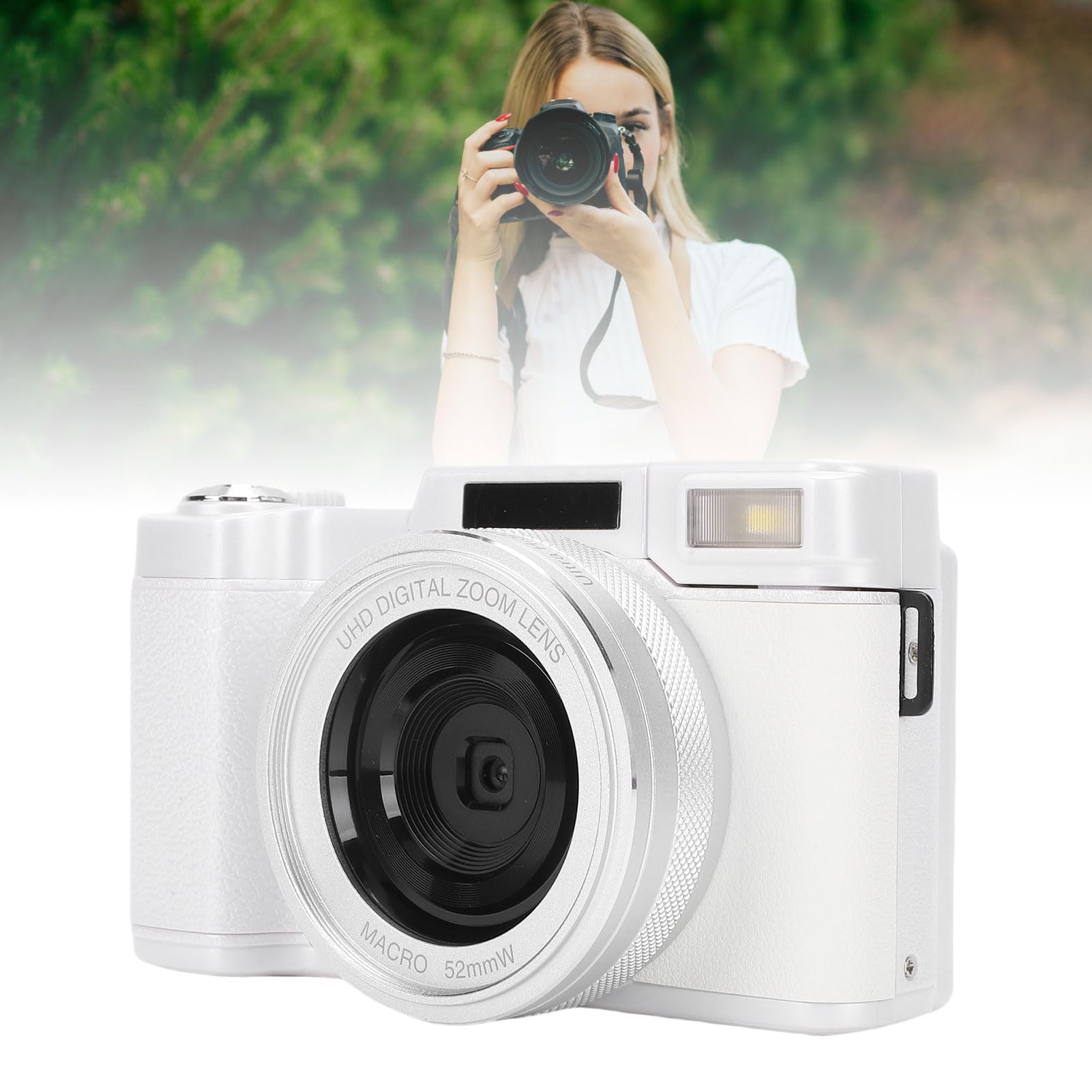 Caméra Numérique 5K avec écran Pivotant de 3 Pouces (White)