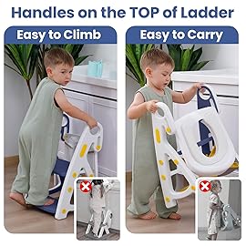 Primlect Potty Training Seat, 2-in-1 Toddler Toilet Seat with Step Stool, Ultra-Stable Potty Chair Attachment, Adjustable Seat and Step Ladder, Non-Slip Design, Splash Guard for Boys and Girls(Blue)