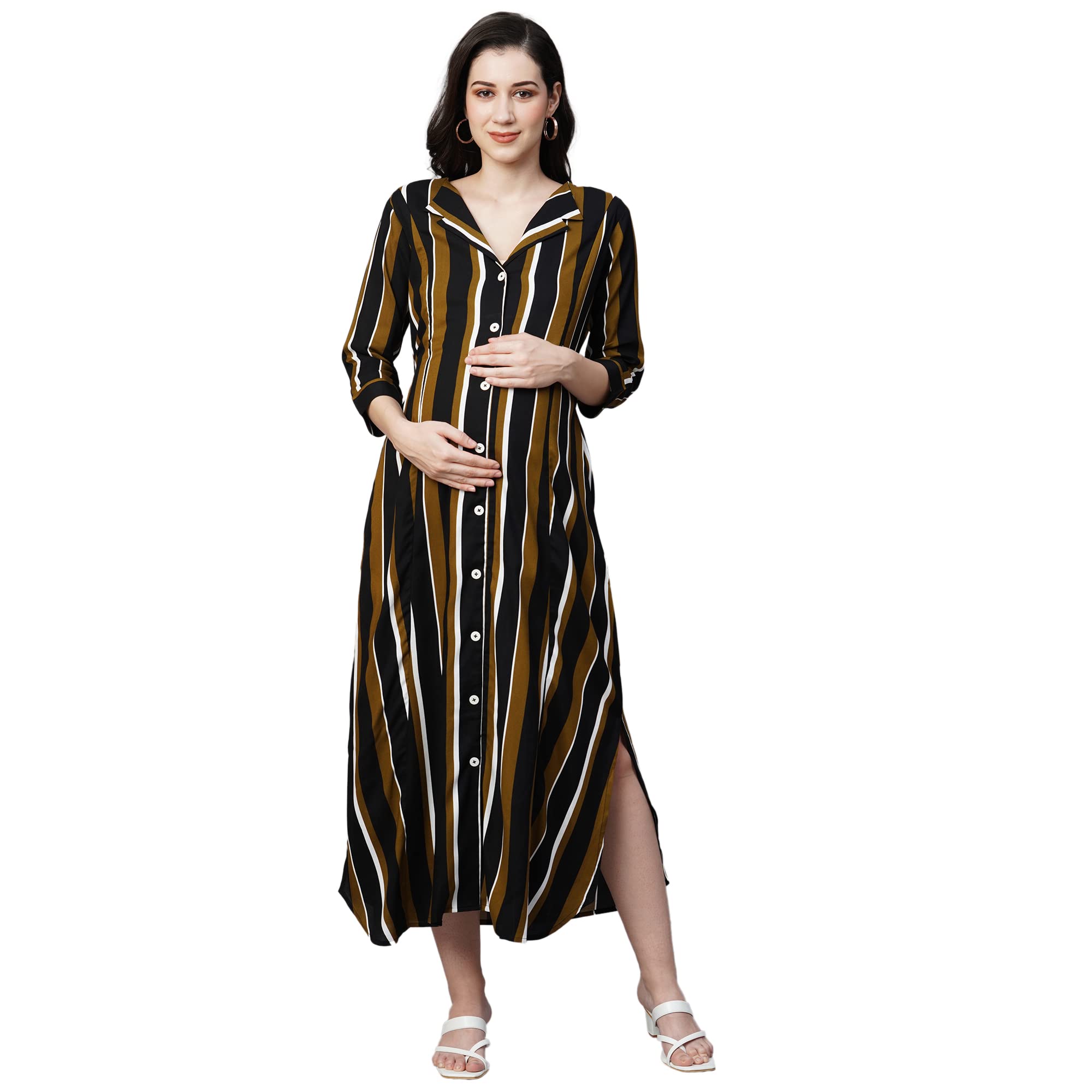 MomToBe Women's Fit and Flare Calf Length Dress