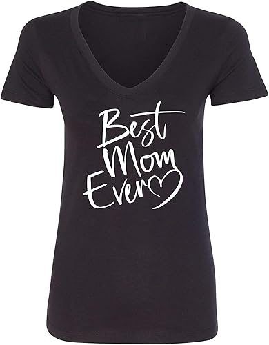Miniatura 3 de Go All Out Script Best Mom Ever Heart Idea - Camiseta con cuello en V para mujer