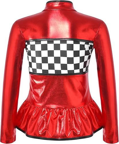 Miniatura 2 de YiZYiF Disfraz de piloto de carreras para niños y niñas, con estampado de tablero de ajedrez, para Halloween, juego de rol