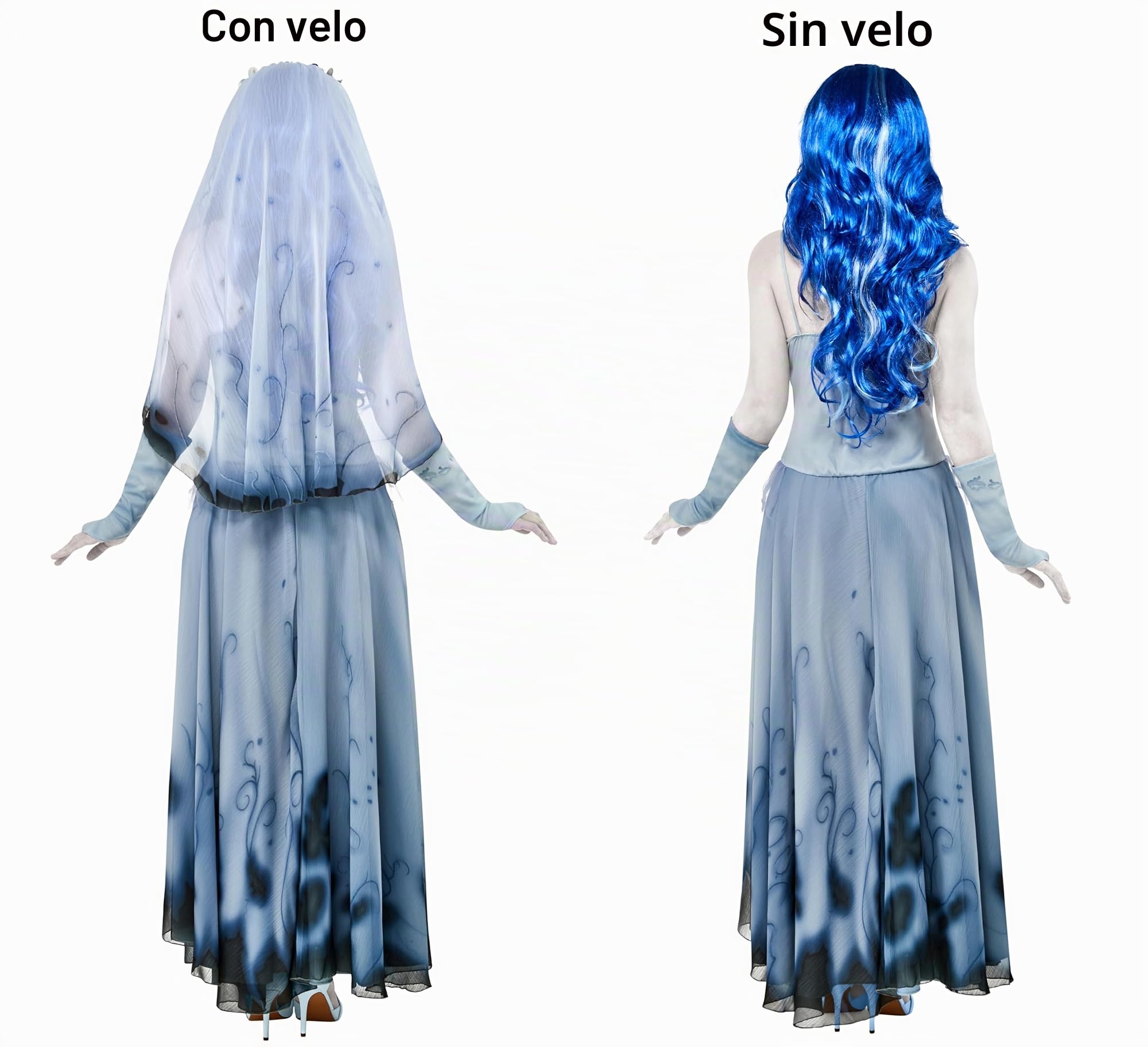 Rubies - Disfraz de novia cadáver Emily y velo para mujer