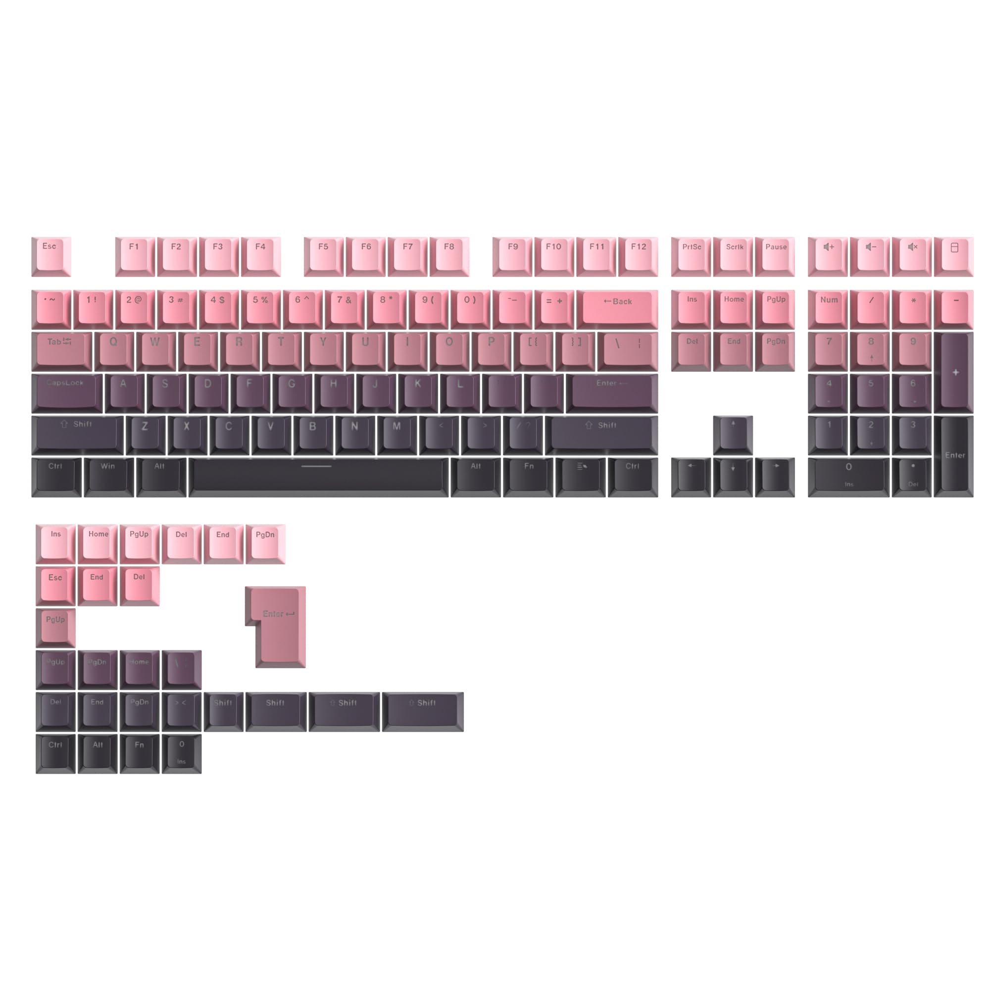 PBT Gradient Pink Keycaps, Shine Through Cherry Profile Keycaps, Double Shot Custom Minimalist Style for MX Switched Mechanical Keyboard