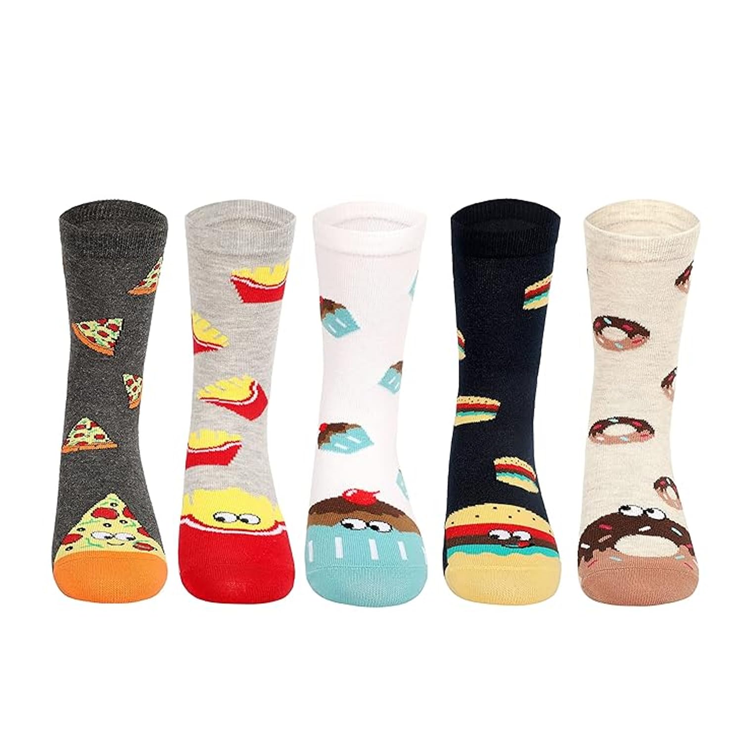 Funky Women Crew Length Compact Combed Cotton Multicolor Socks Packs Of 5