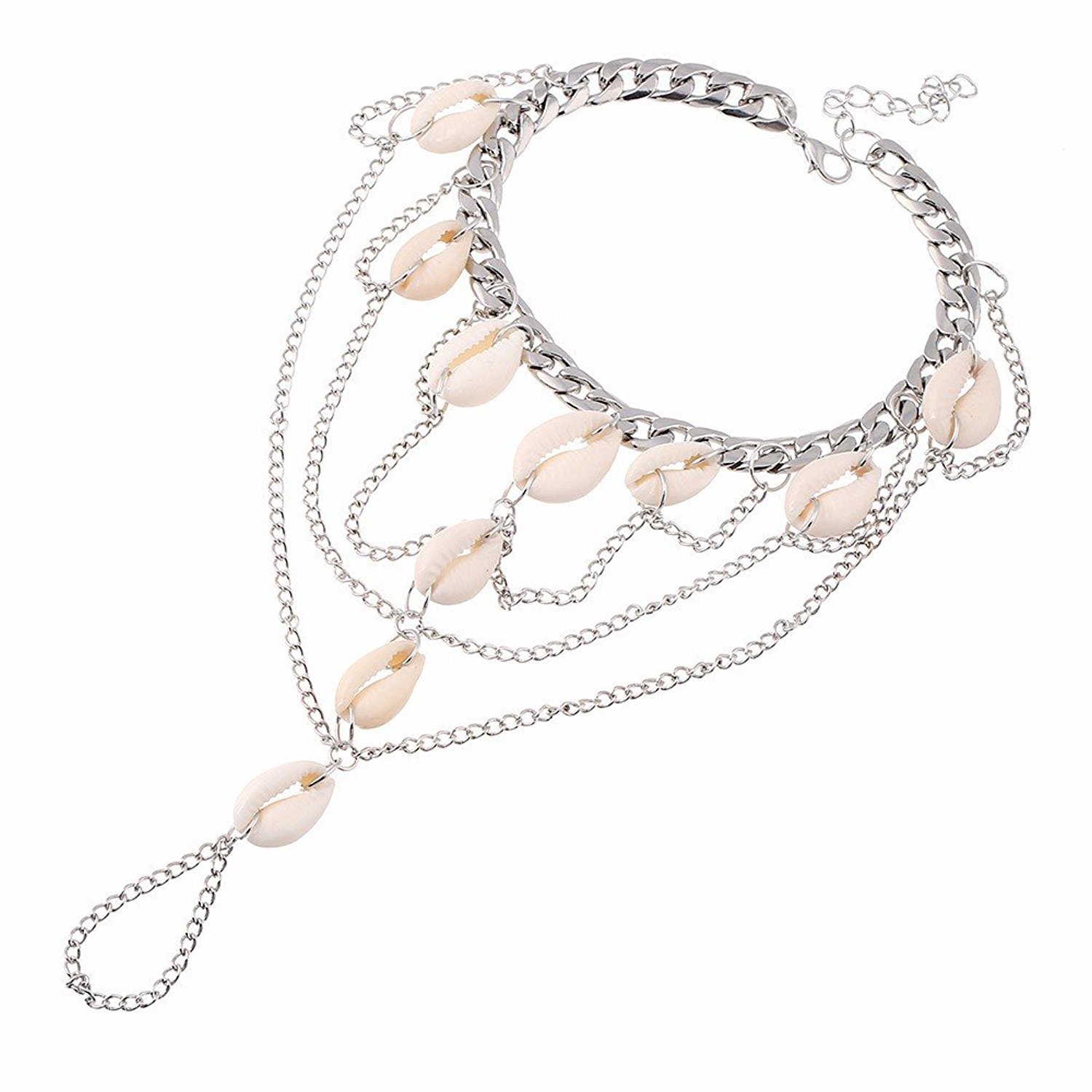 Mehrunnisa Bohemian Toe Ring to Ankle Anklet with Shells for Girls (JWL1683) (B06XWC1KKX) Amazon Price History, Amazon Price Tracker