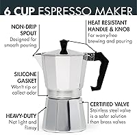 Vista 2 de Primula Cafetera Clásica de Estufa para Espresso y Café, Olla Moka para Preparación de Café Italiano y Cubano, Cafetera Greca, Cafeteras, 6 Tazas