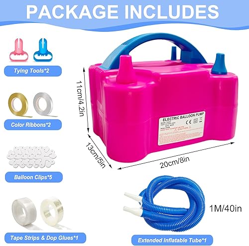 Miniatura 3 de Bomba de globo eléctrica, portátil, eléctrica de doble boquilla, inflador de globo para decoraciones de fiestas, baby shower, boda, cumpleaños,