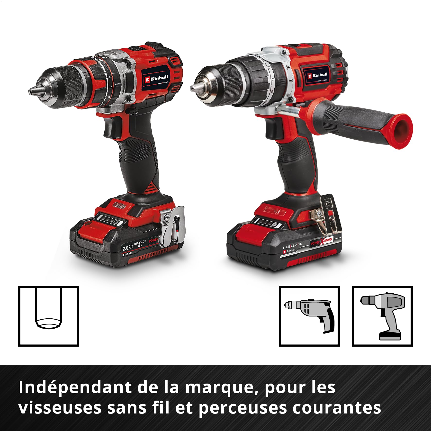 Einhell 19 pièces jeu de forets métal HSS-G TiN, Ø 1–10 mm | Acier HSS | revêtement nitrure de titane | pointe Split Point 135° | spirale N fraisée | queue cylindrique | coffret incl.