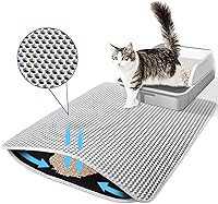 Vista 1 de Alfombrilla de arena para gatos con diseño de panal de abeja de doble capa, impermeable, resistente, suministros para gatos fáciles de limpiar