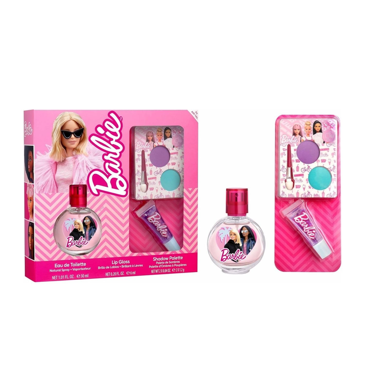 Barbie Natural Kids Perfume & Makeup Gift Set – Eau de Toilette Spray 30ml, Lip Gloss & Eyeshadow Palette with Brush | Vegan & Dermatologically Tested | Safe Beauty Gift Set for Girls Aged 3+