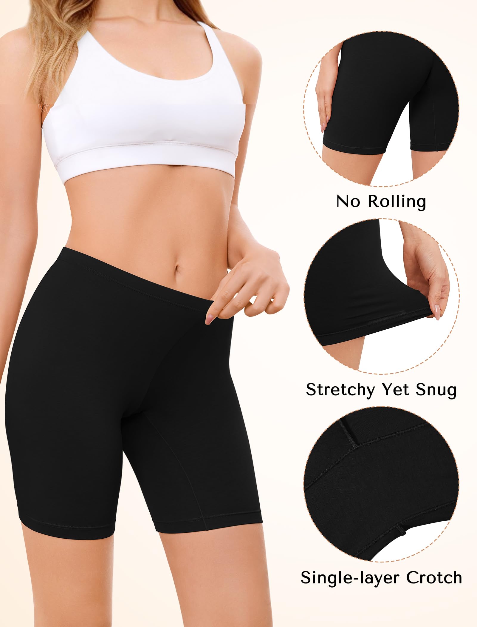 VOENXE Bragas Pantalon Mujer Algodon,Leggings Cortos Antirozaduras,Boxer para Mujer, Mallas Cortas Deporte,EláStico Shorts Debajo La Falda,Pantalones para Yoga y Ejercicio Pack de 4