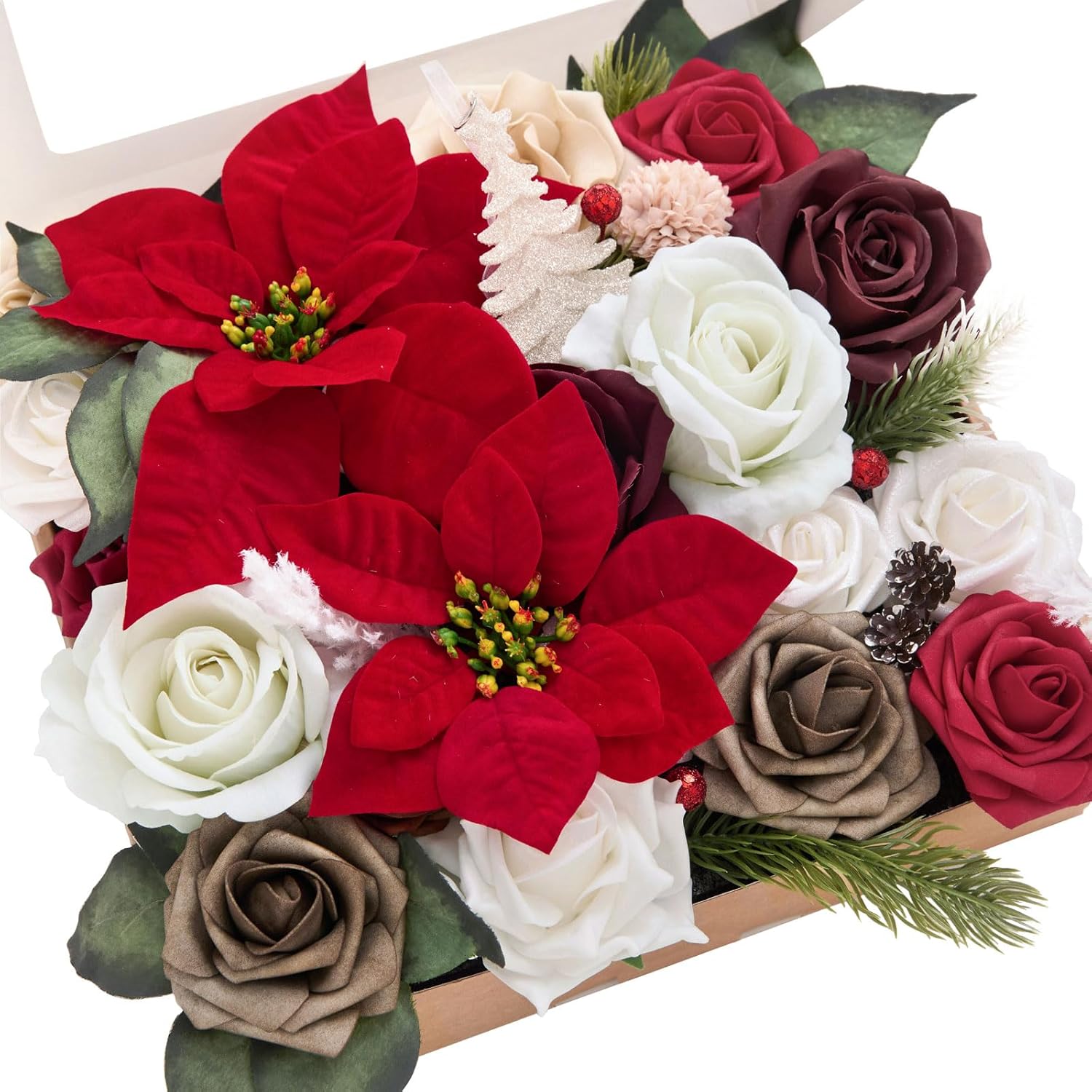 Ling's moment Artificial Flowers Combo Box Set, Dusty Rose & Lana Mauve for DIY Wedding Bouquet, Centerpieces Decor, Floral Arrangement Decor