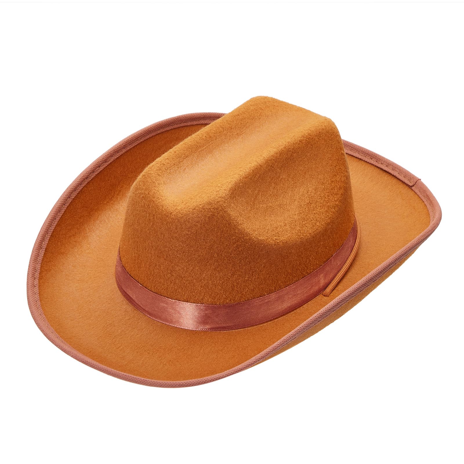 FeMereina Kids Girls Boys Cowboy Hats Wide Brim Western Cowgirl Hat with Adjustable Strap, Costume Accessories (Coffee, ONE SIZE)