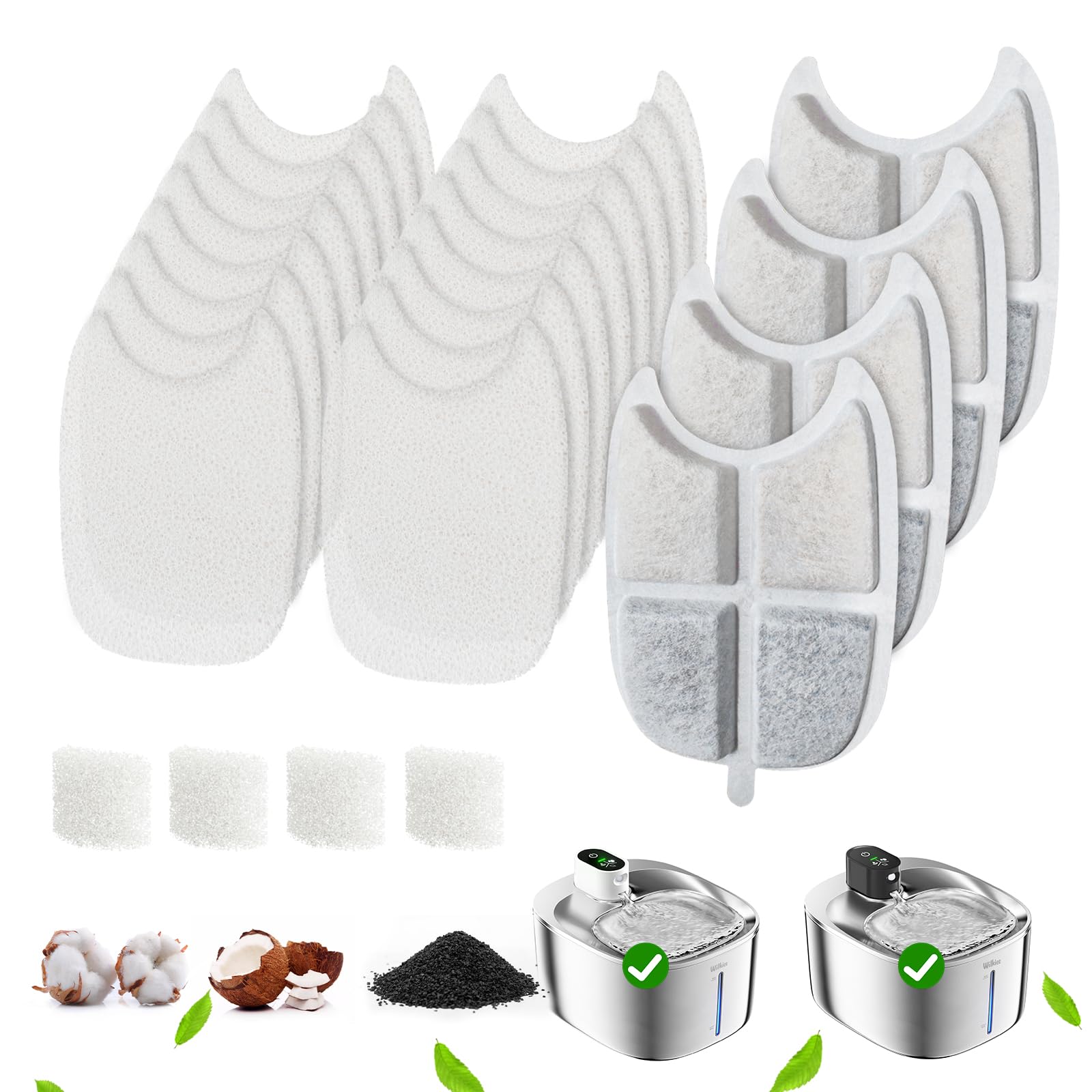 WILKIEE Katzenbrunnen Filter 4er Pack für Trinkbrunnen für Katze FS10LUS, 6-stufiger Filter 4-Monats-Set Ersatzfilte