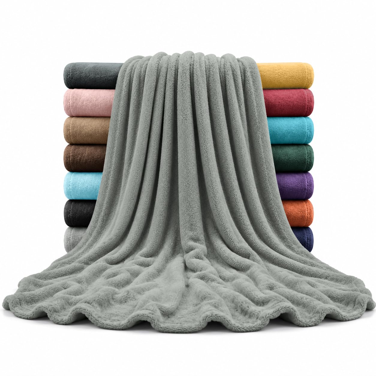 AMEHA Double Fleece Blanket for Bed Settees Silver Throws for Sofas Warm Throws for Adults Soft Fluffy Blanket, 150cm X 200 cm — image 1
