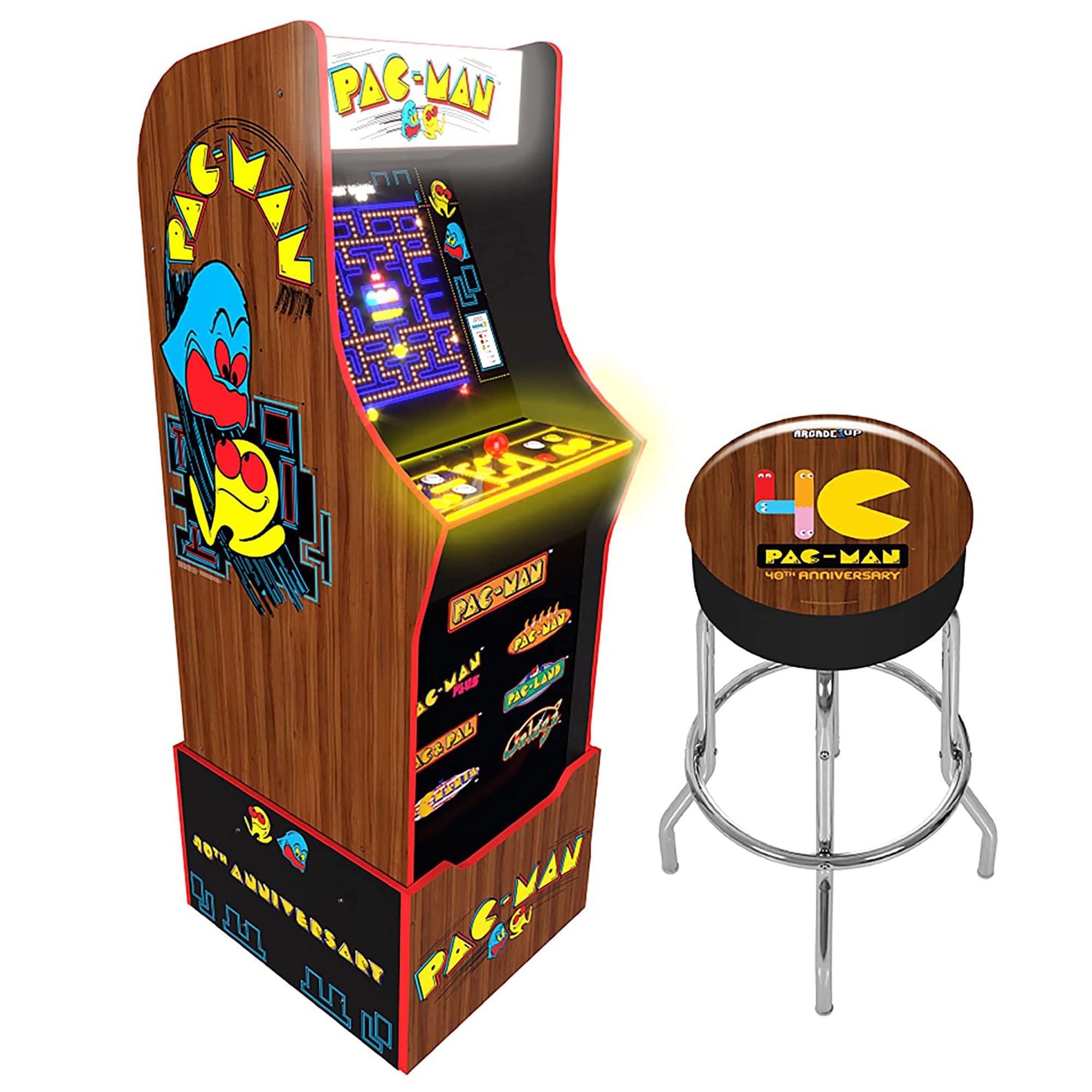 Arcade 1Up Arcade1Up Pac-Man 40th Anniversary Special Edition Arcade Game Machine with Marquee Riser and Stool - Electronic Games 815221021419