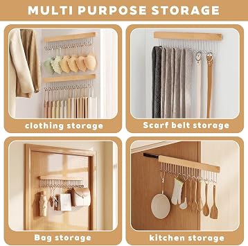 2 Pack Pull Out Belt Hanger for Wardrobe, 12 Hooks Space Saving Closet Organiser for Scarf, Bra, Camisole, Underwear & Hat (Right Pull)
