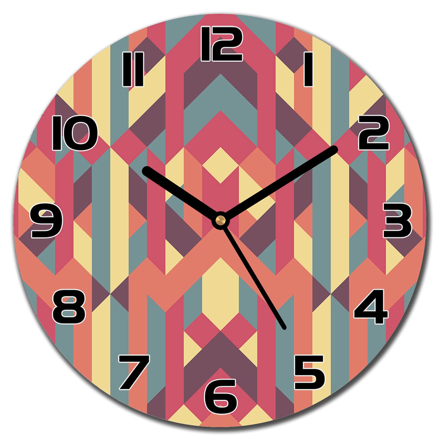 Horloge en verre moderne 30 cm Coloray retro orange deco murale