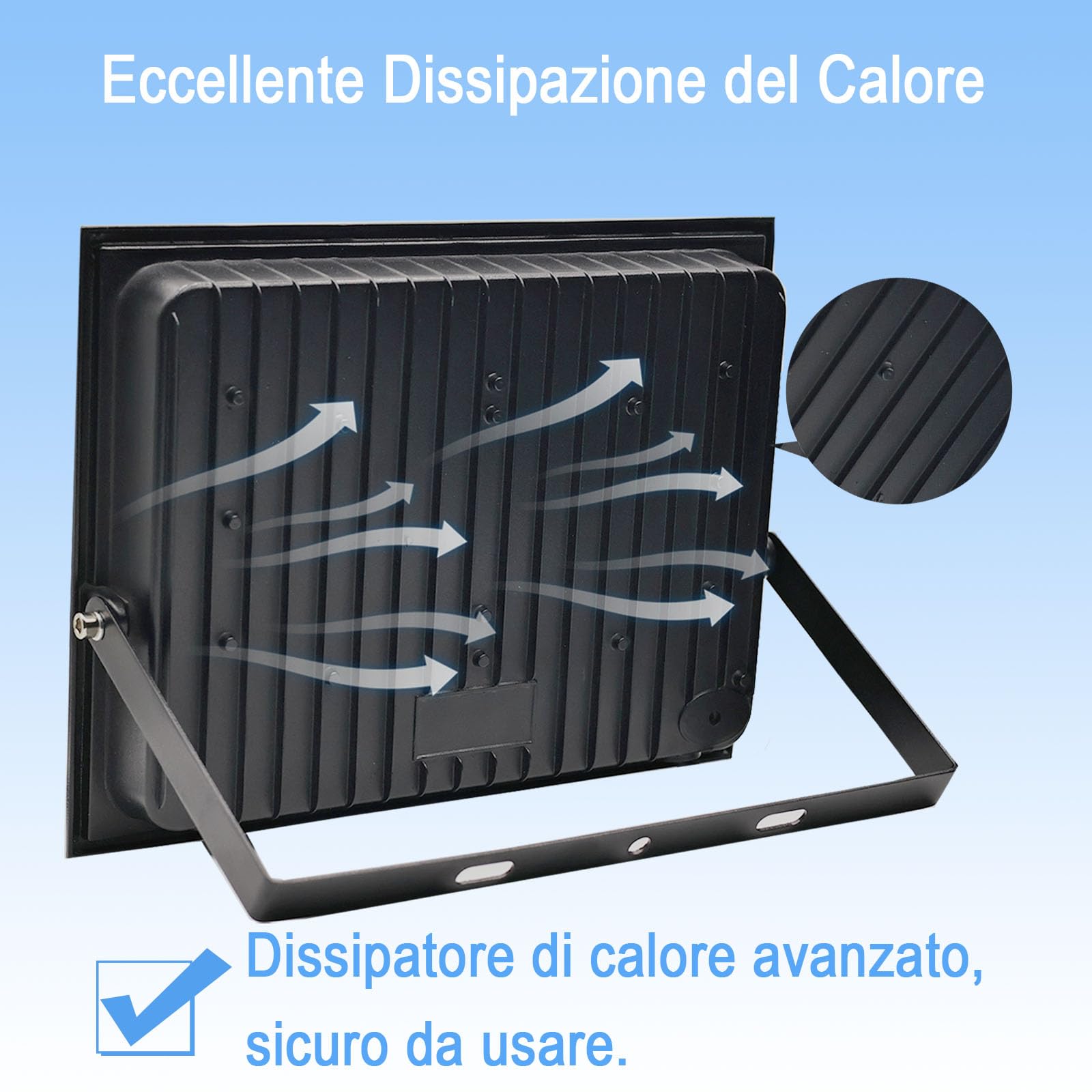 Set 2 Faretti LED Esterni 200W – 20000LM, 6500K Bianco Freddo, IP66 Impermeabile, Cavo 1m, Per Giardino E Garage