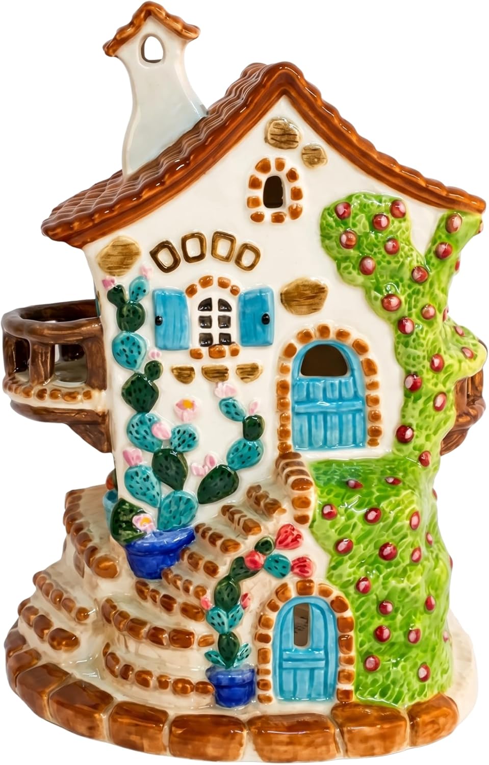 Blue Sky Clayworks Prickly Pear Candle House, 6.25" L x 5.375" W x 8.25" H