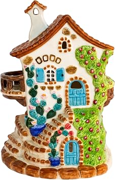Blue Sky Clayworks Prickly Pear Candle House, 6.25" L x 5.375" W x 8.25" H