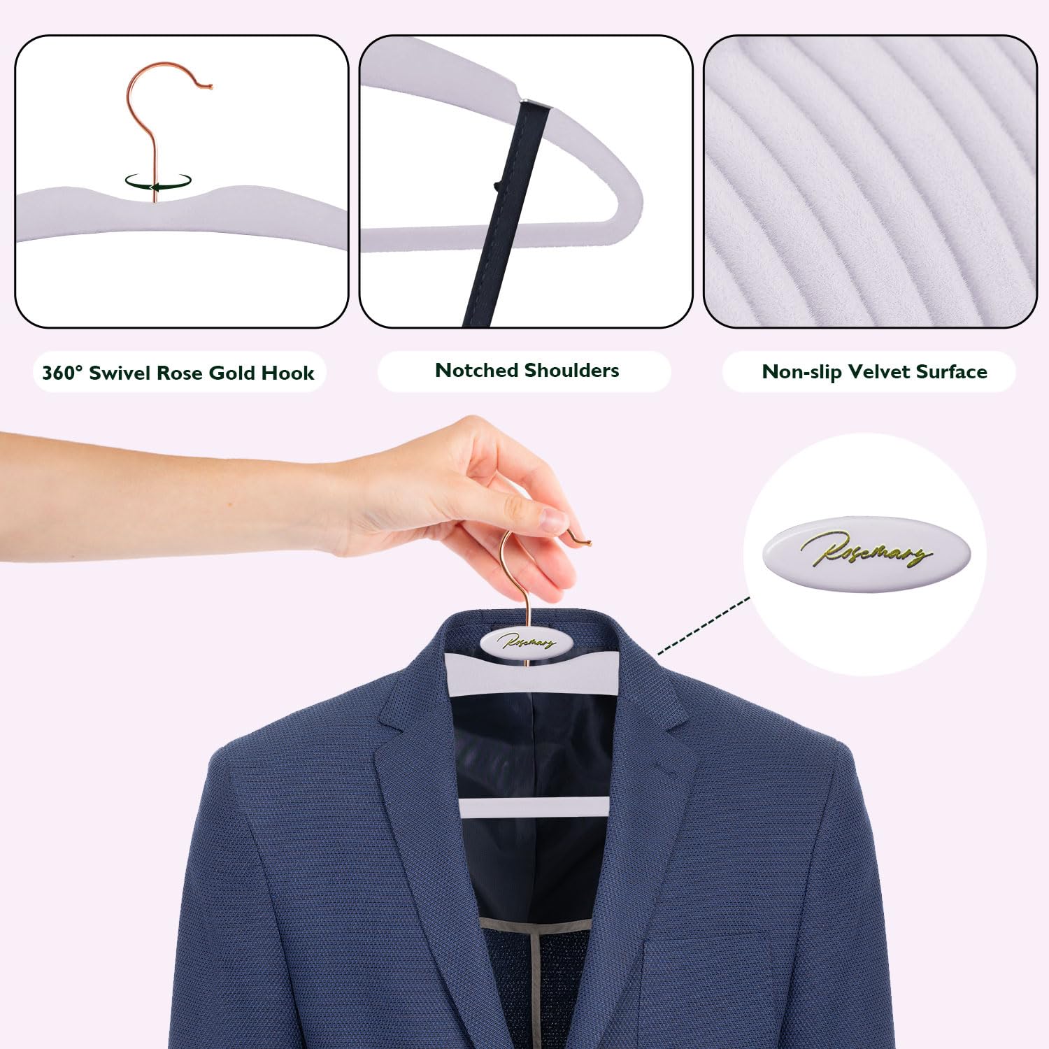 ManGotree Velvet Coat Hangers with Empty Aromatherapy Boxes, Non-Slip Short Neck Hangers - Image 4