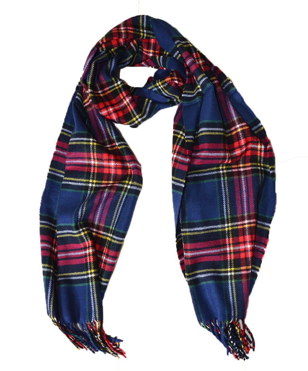 Kgm Unisex Blue Tartan Super Soft Plaid Tartan Check Scarf - Scarves For Men - Woman`S Scarfs (Blue Tartan)