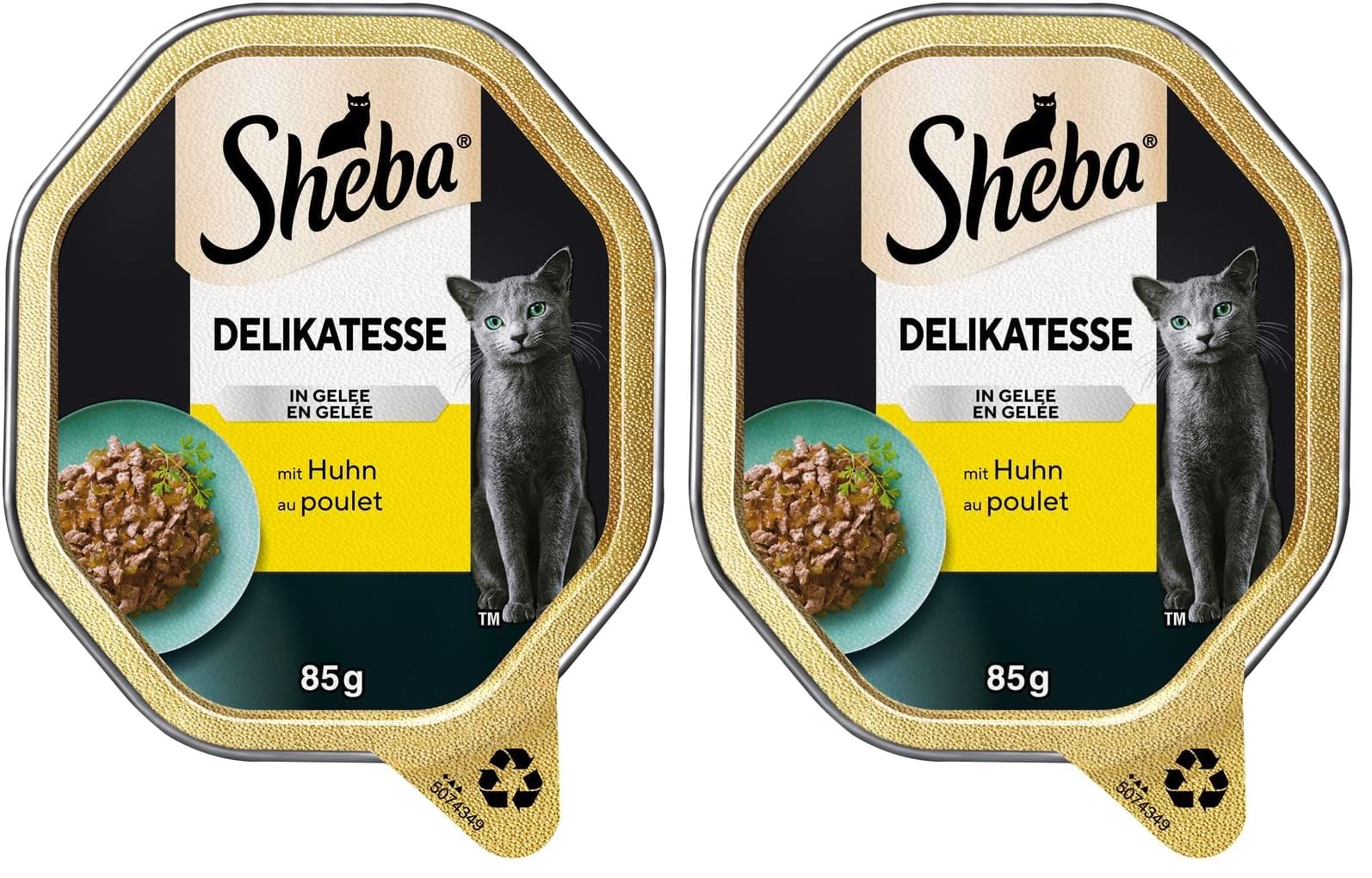 SHEBA Schale Nassfutter für Katzen Delikatesse in Gelee mit Huhn 2 x 11 x 85g (Packung mit 2)