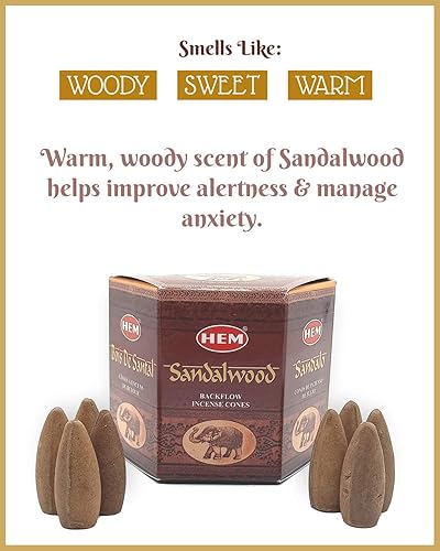 Miniatura 2 de Hem Conos de incienso de madera de sándalo naturales (40 conos de incienso de reflujo)  Incienso de madera de sándalo  Cascada de fuente de incienso