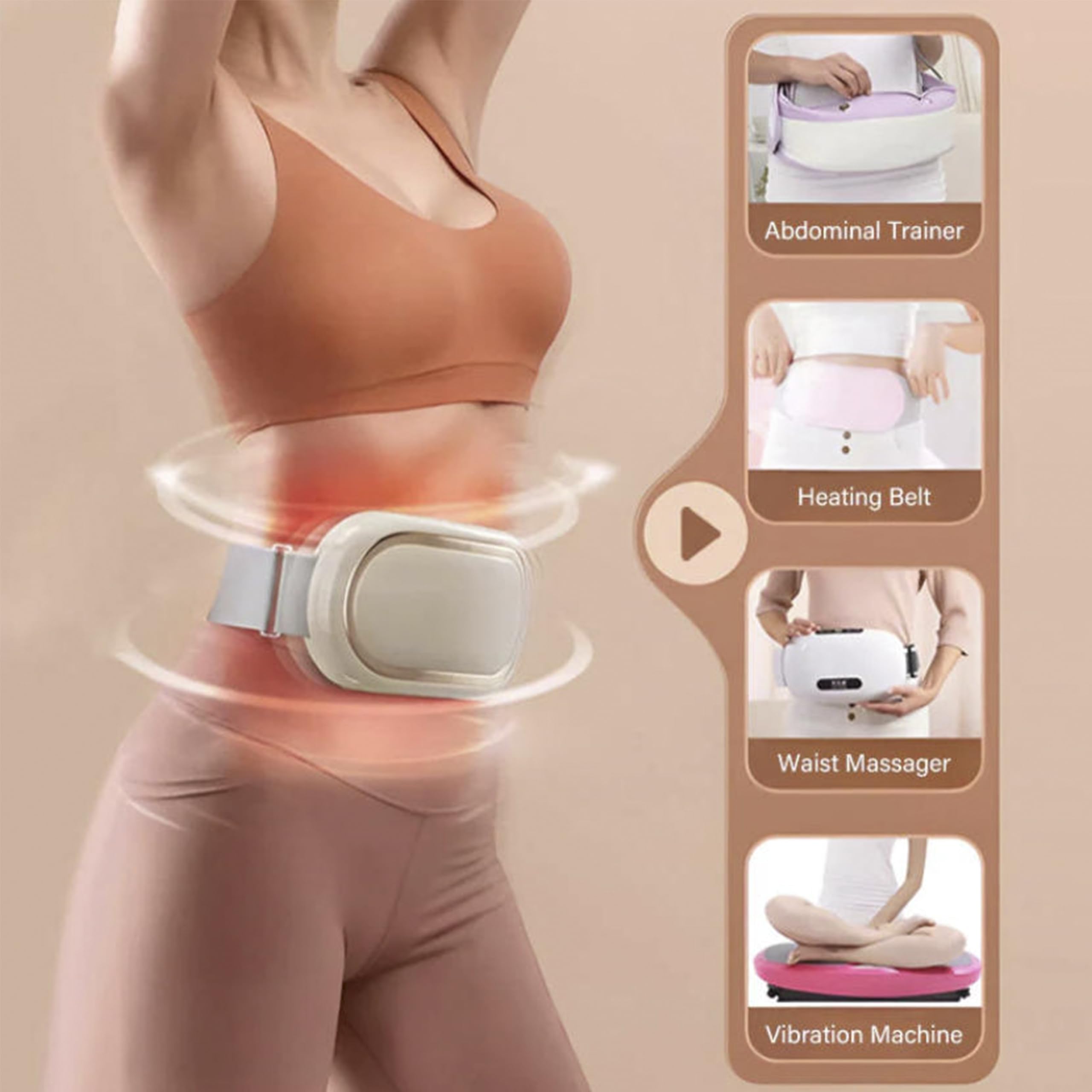BUEAEW Rechargeable Lazy Abdominal Slimming Machine, Tragbares Heizgürtel Wärmegürtel mit 3-Wärmestufen, 6 Modi & 9 Intensitäten, Elektrisch Kabellose Schlankheitsgürtel,Bauchmassagegerät