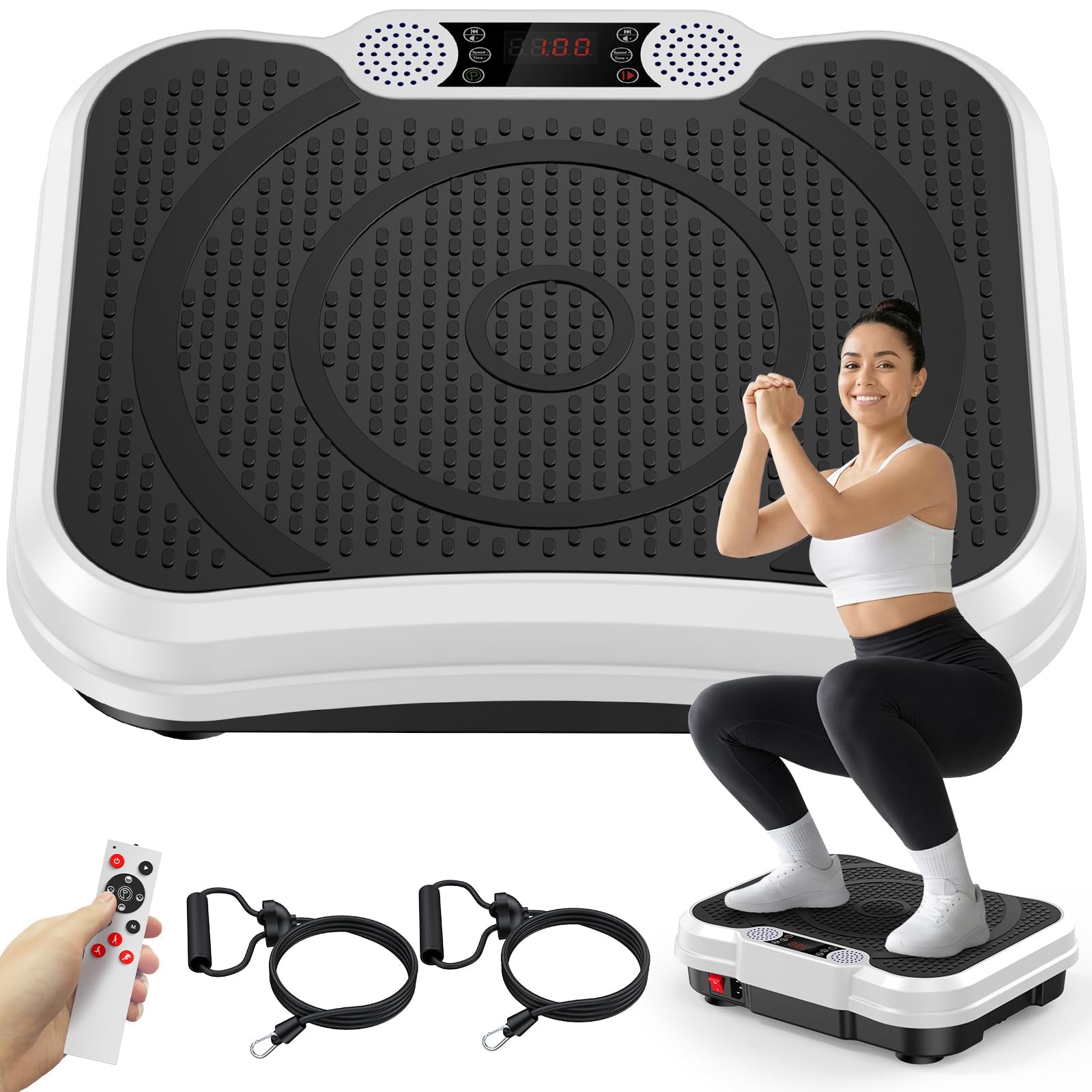 Vibration Plate Exercise Machine, Vibrating Fitness Platform for Lymphatic Drainage, Full Body Shaker Workout Equipment, Vibrate Fitness Platform for Home Women Men Exercise Gym (White)-image-36