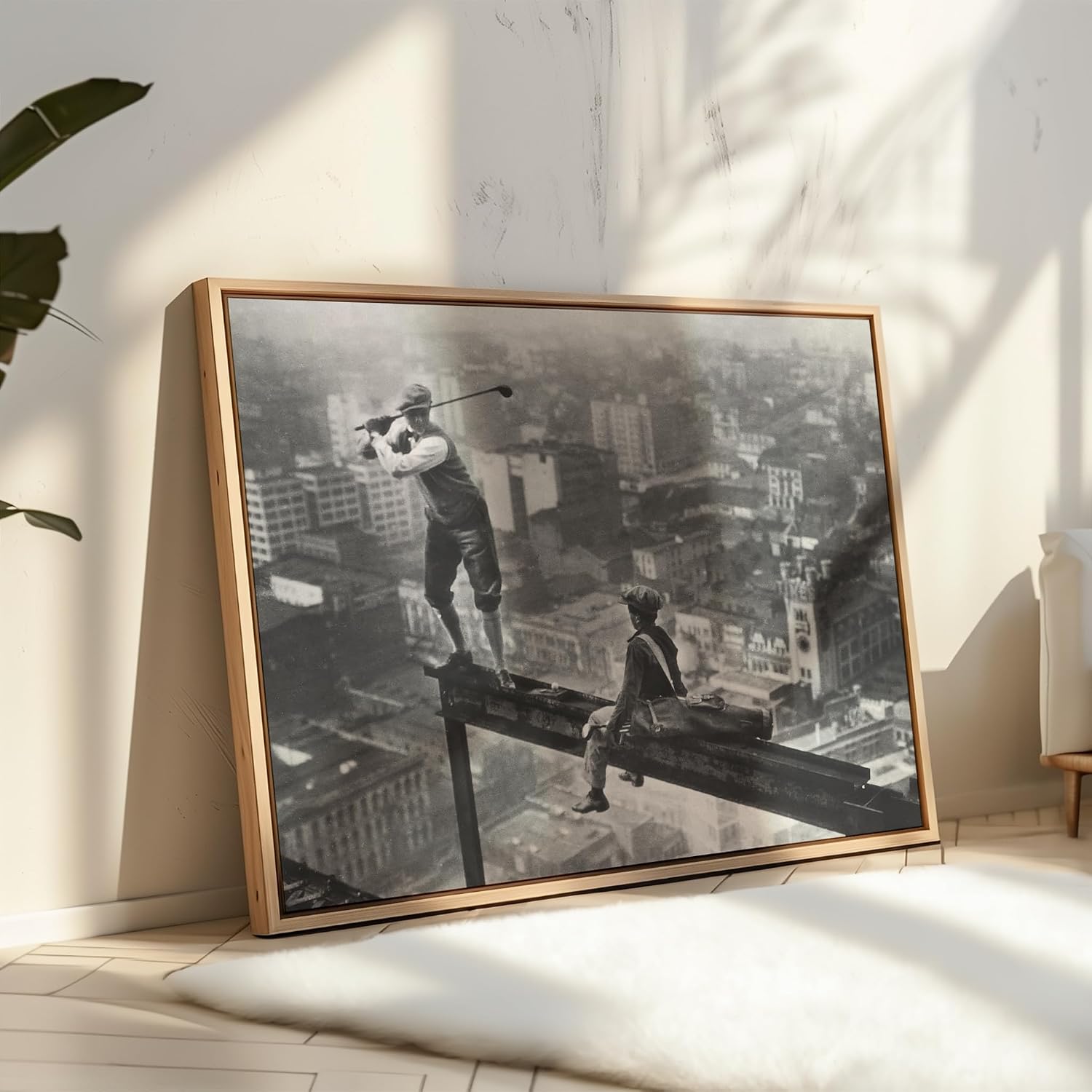 Poster Master Vintage Construction Poster - Retro Golf Atop a Skyscraper Print - Photography Art - Gift for Men & Women - Funny Wall Decor for Office, Living Room or Bedroom - 8x10 UNFRAMED Wall Art
