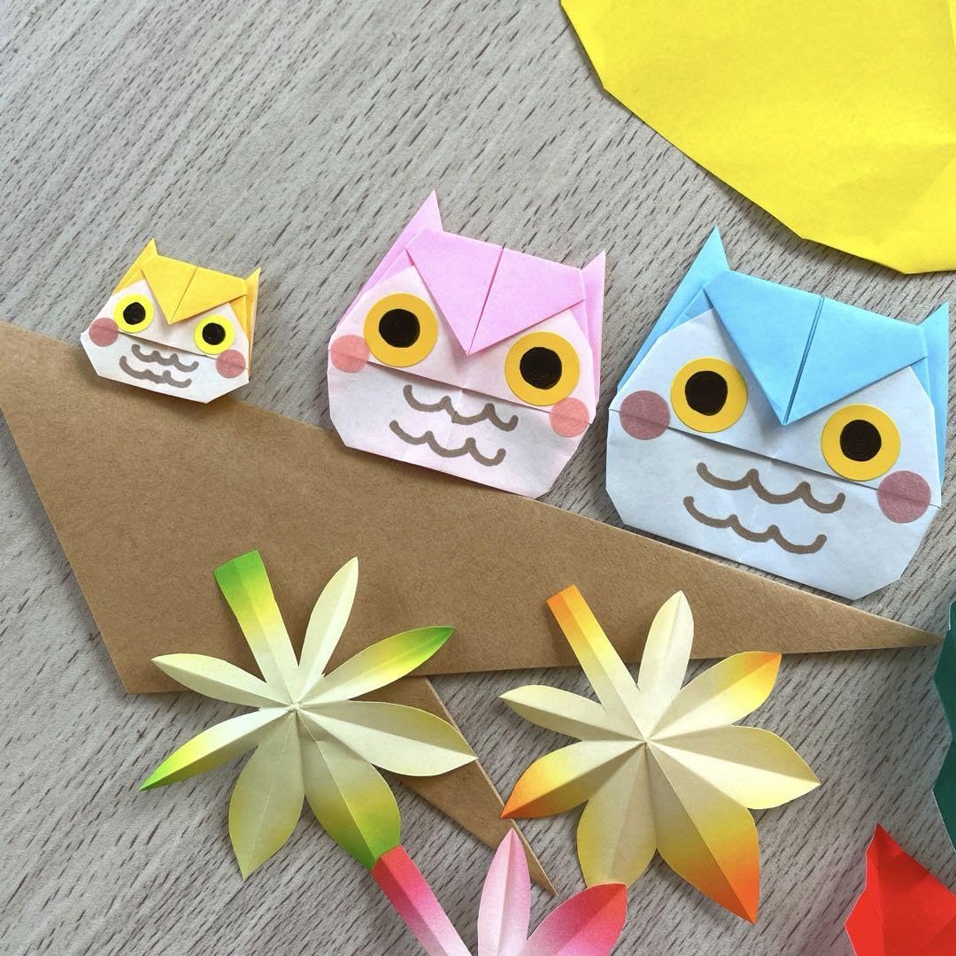 Amazon.co.jp: 秋 フクロウ 紅葉 月 壁面飾り 9月 10月 折り紙