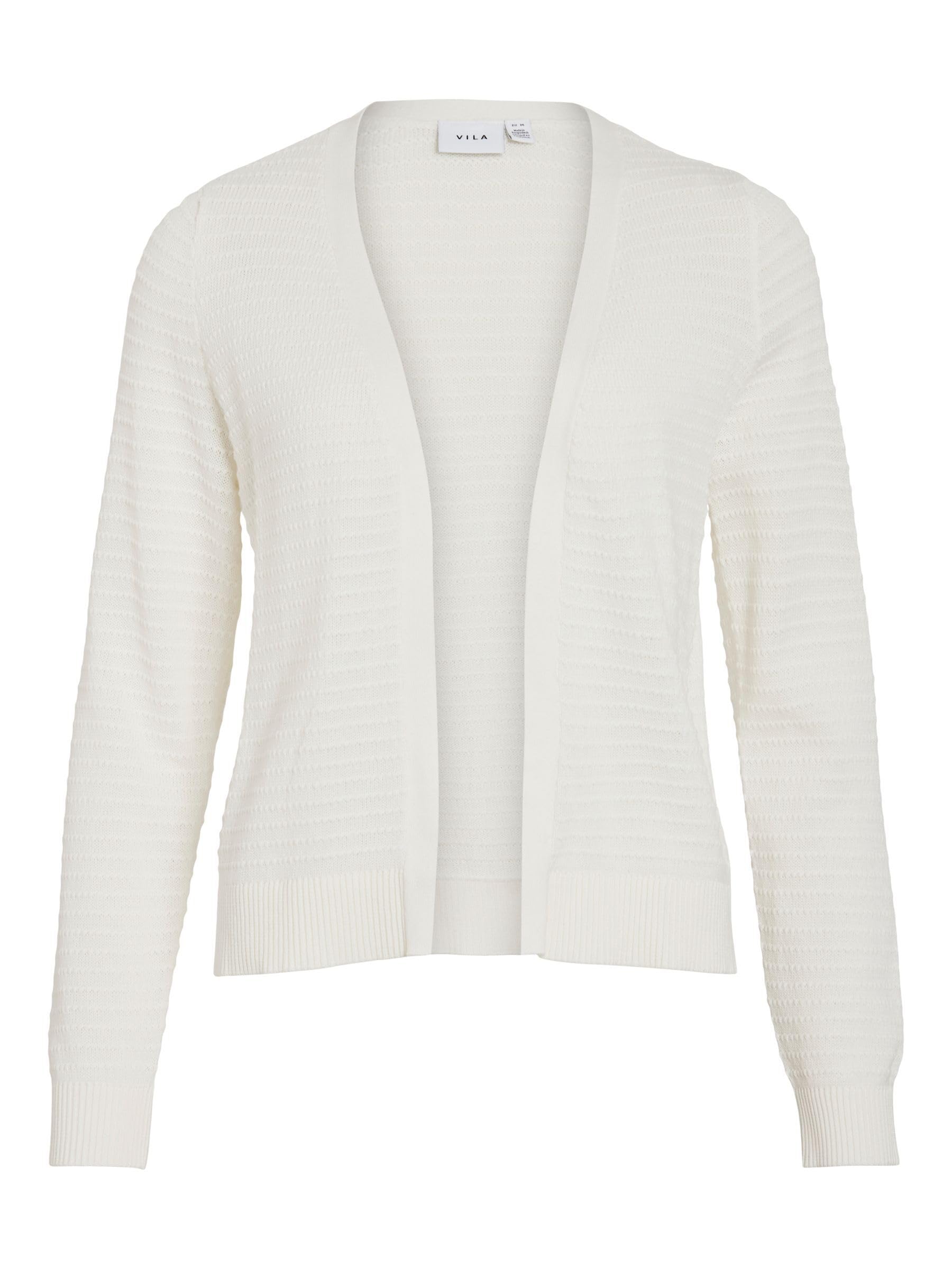 Vila Women's Vilollo Short L/S Knit Cardigan-Noos, White Alyssum, L