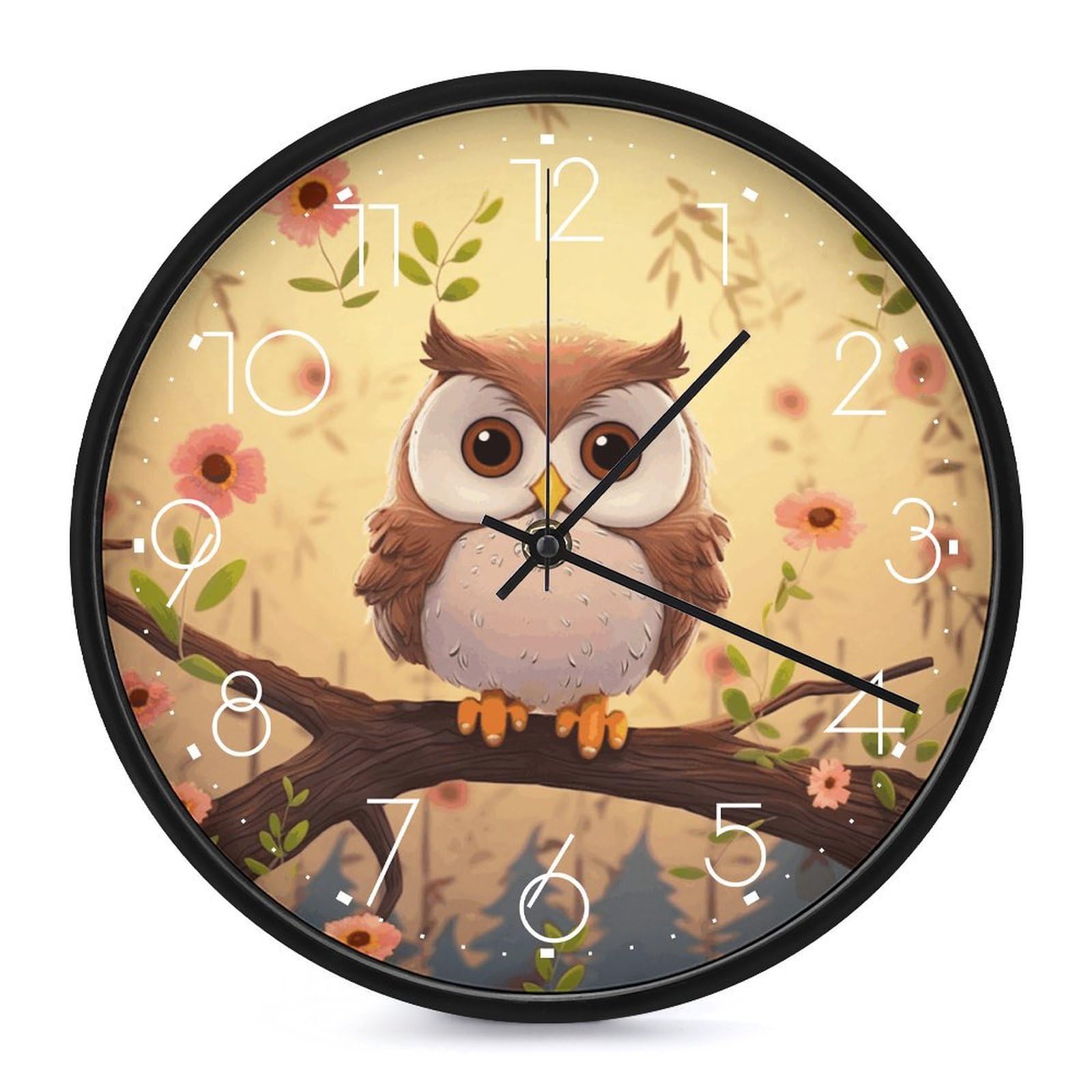 Horloge murale hibou sans tic-tac pour éliminer les bruits nocturnes encombrants de la chambre