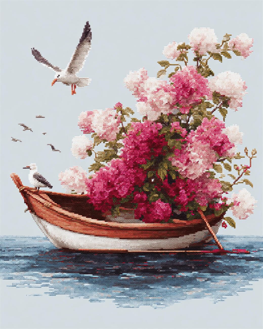RKFLGEW DIY Bead Embroidery Kit Sea Flower Boat 50x70cm