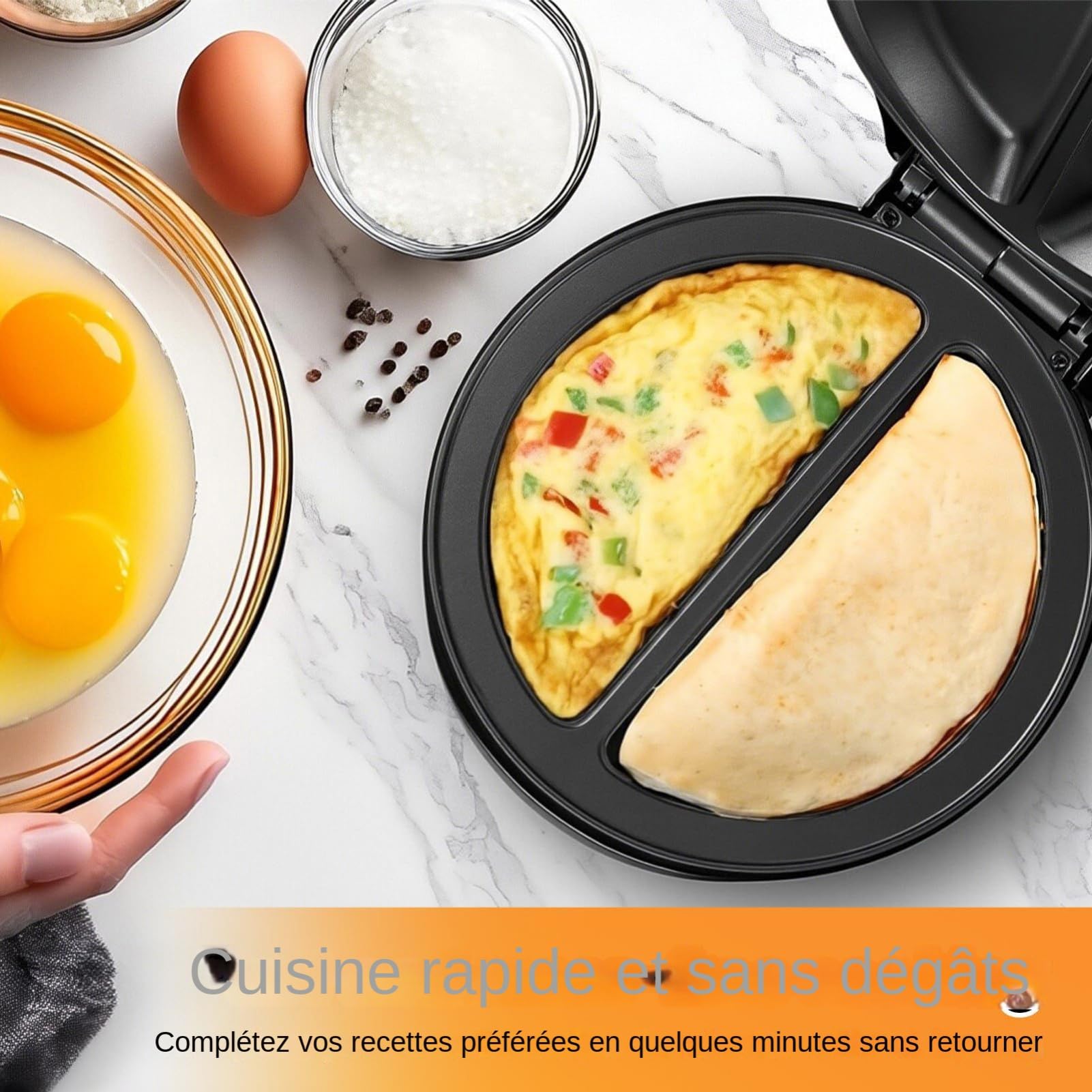 Crepiera Omelette Compatto con Riscaldamento e Manico Antiscottatura