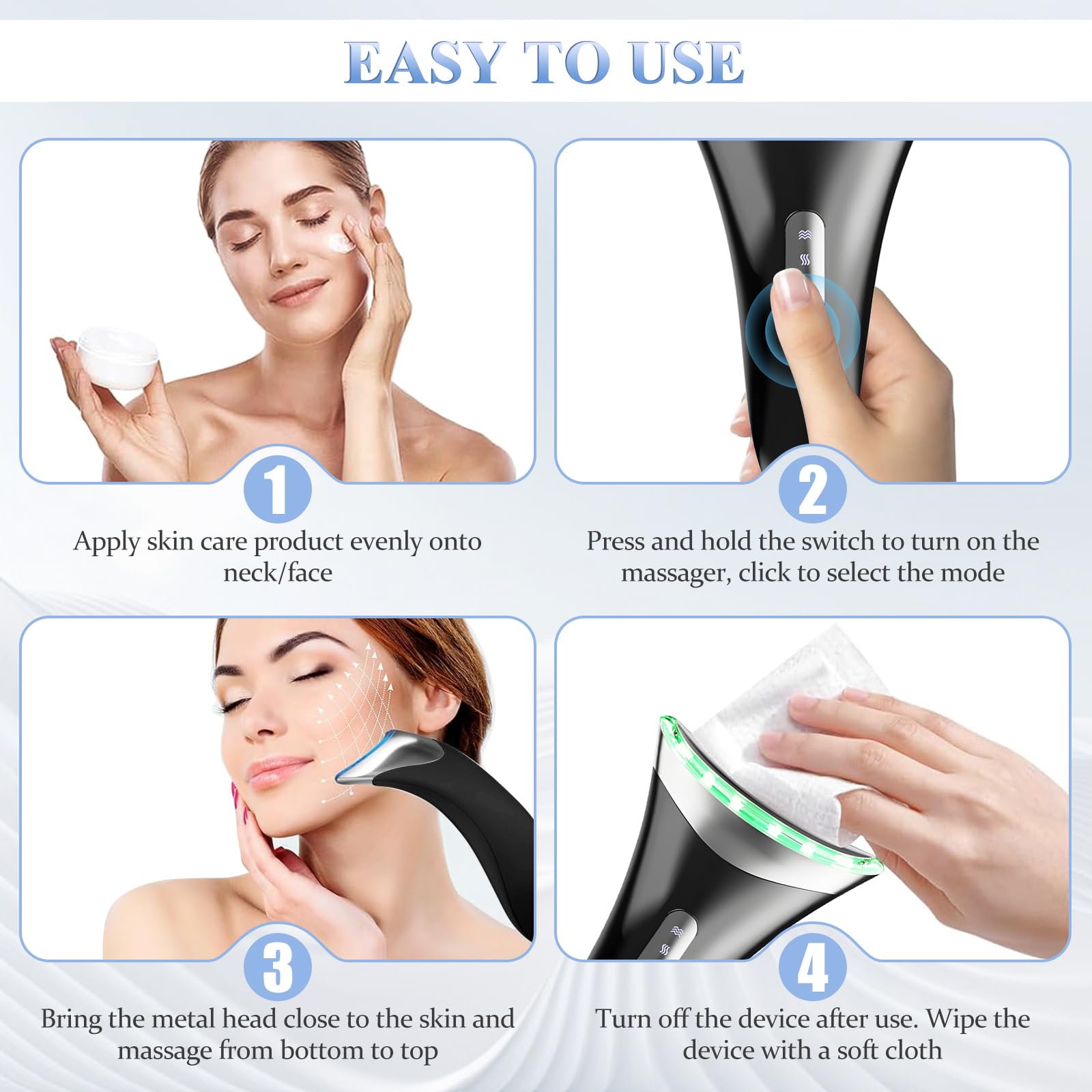 Anluomania Massaggiatore Viso Lifting, Dispositivo di Bellezza Antirughe, Face Massager, 3 Modalità, 45℃ Terapia del Caldo, Massaggio Viso EMS Gua Sha Rassodante Viso e Collo