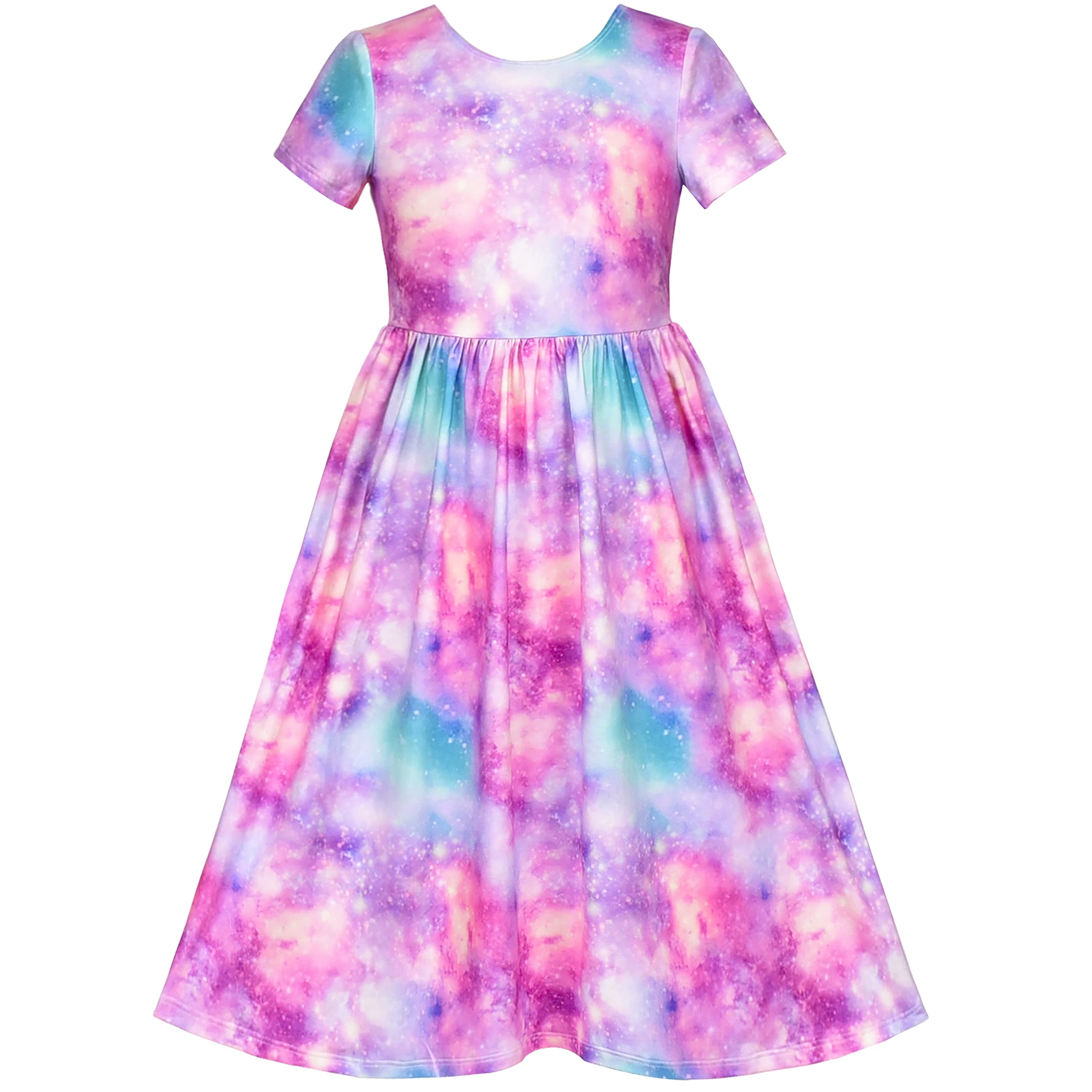 Sunny Fashion Vestido para niña Floral Maxi Abrir de Nuevo Corbata de moño Casual 4-8 años